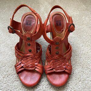 Frye strappy leather wedge sandals